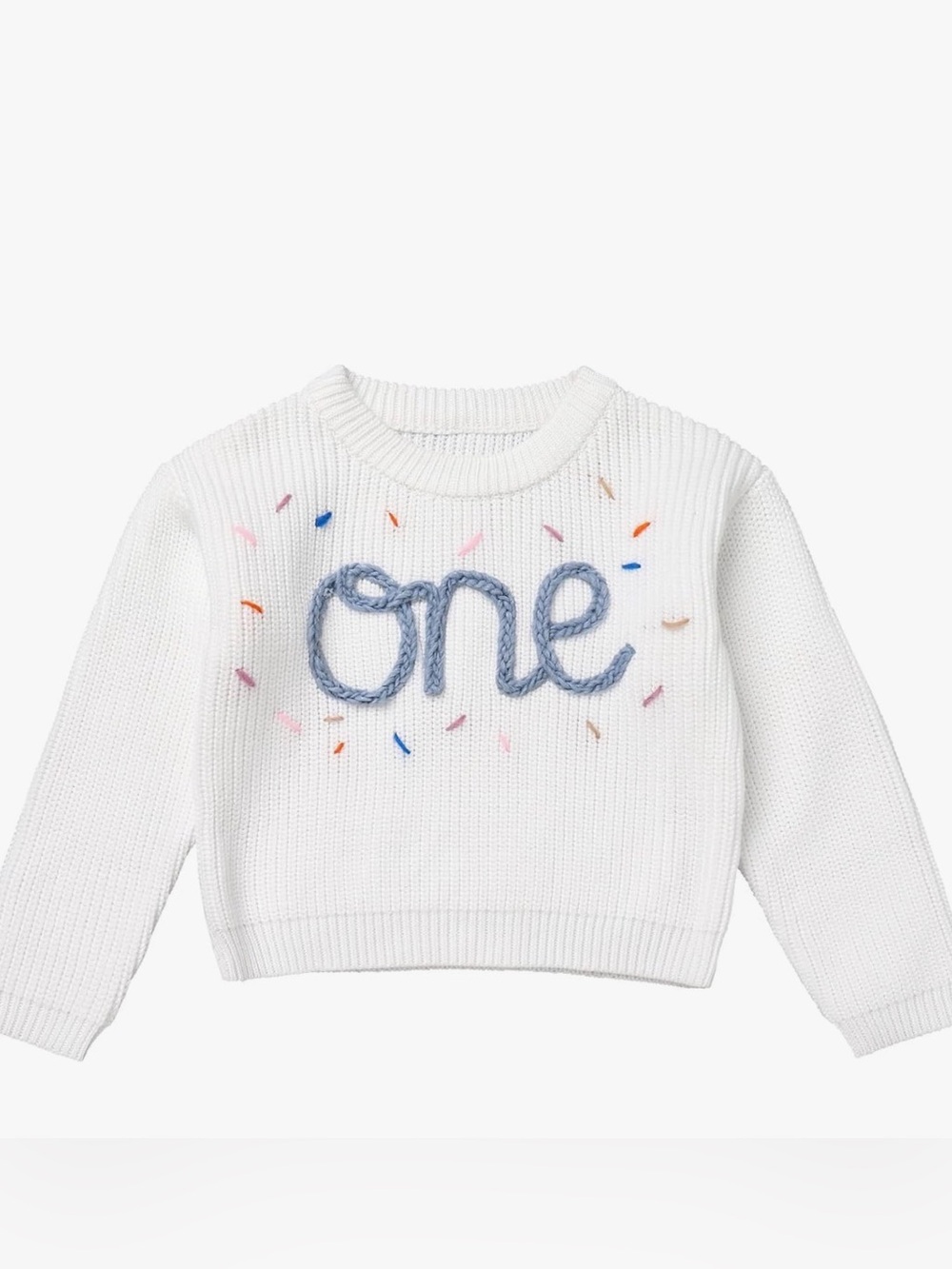 “One” first birthday White Knit Sweater